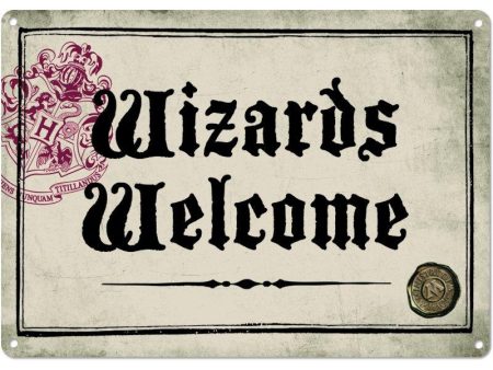 HARRY POTTER - PLAQUE METAL 21 X 15 - WIZARDS WELOME Hot on Sale