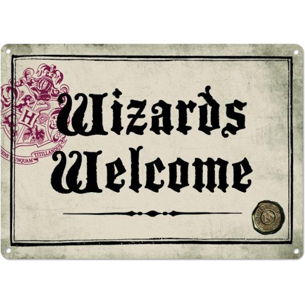 HARRY POTTER - PLAQUE METAL 21 X 15 - WIZARDS WELOME Hot on Sale